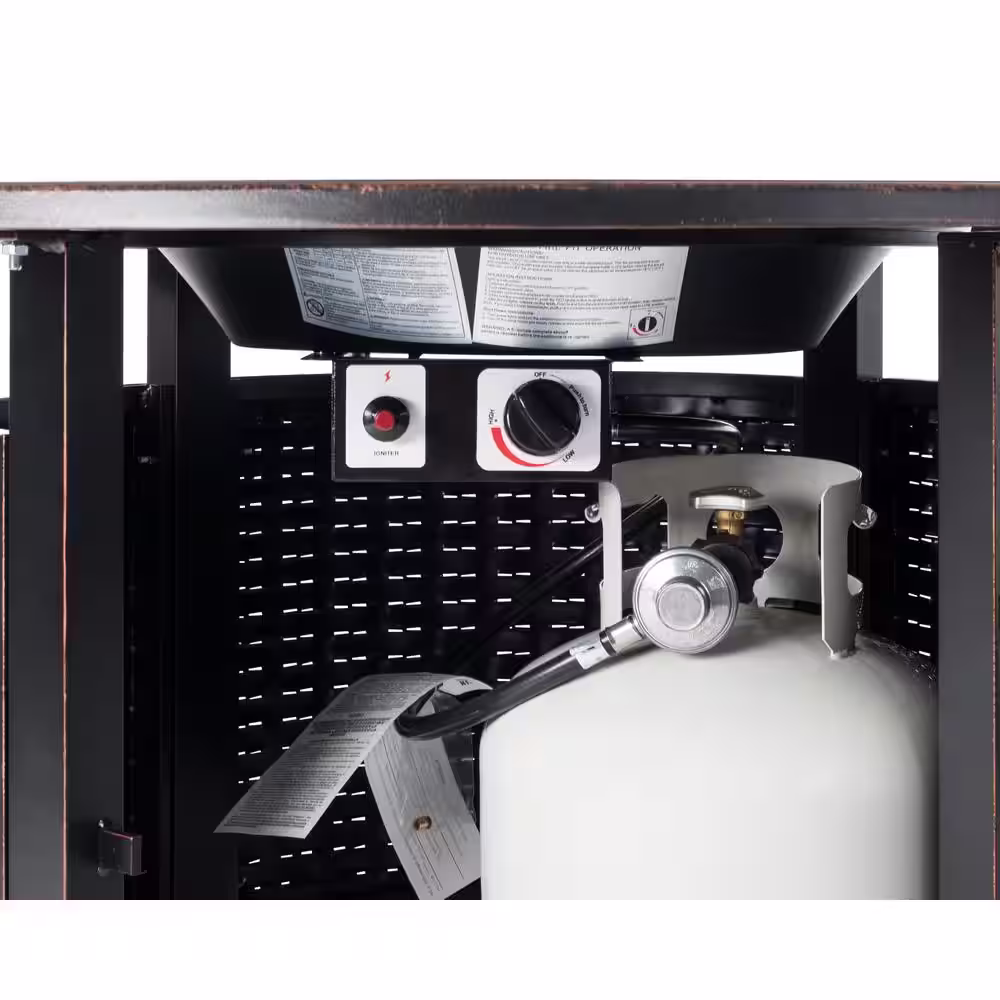 Fire Sense Bellante 44 in. x 24 in. Woven Aluminum LPG Fire Pit in Antique Bronze Bellante