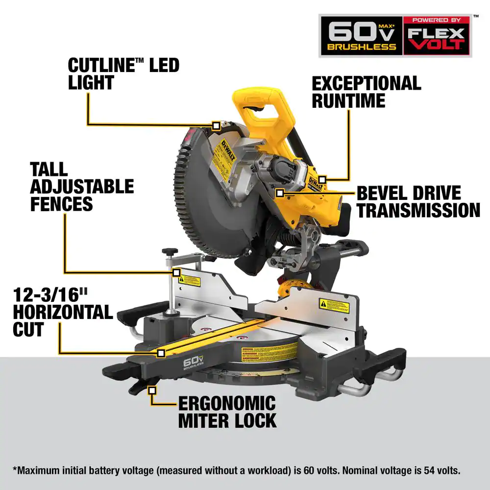 DEWALT 60V Lithium-Ion 12 in. Cordless Sliding Miter Saw (Tool Only)