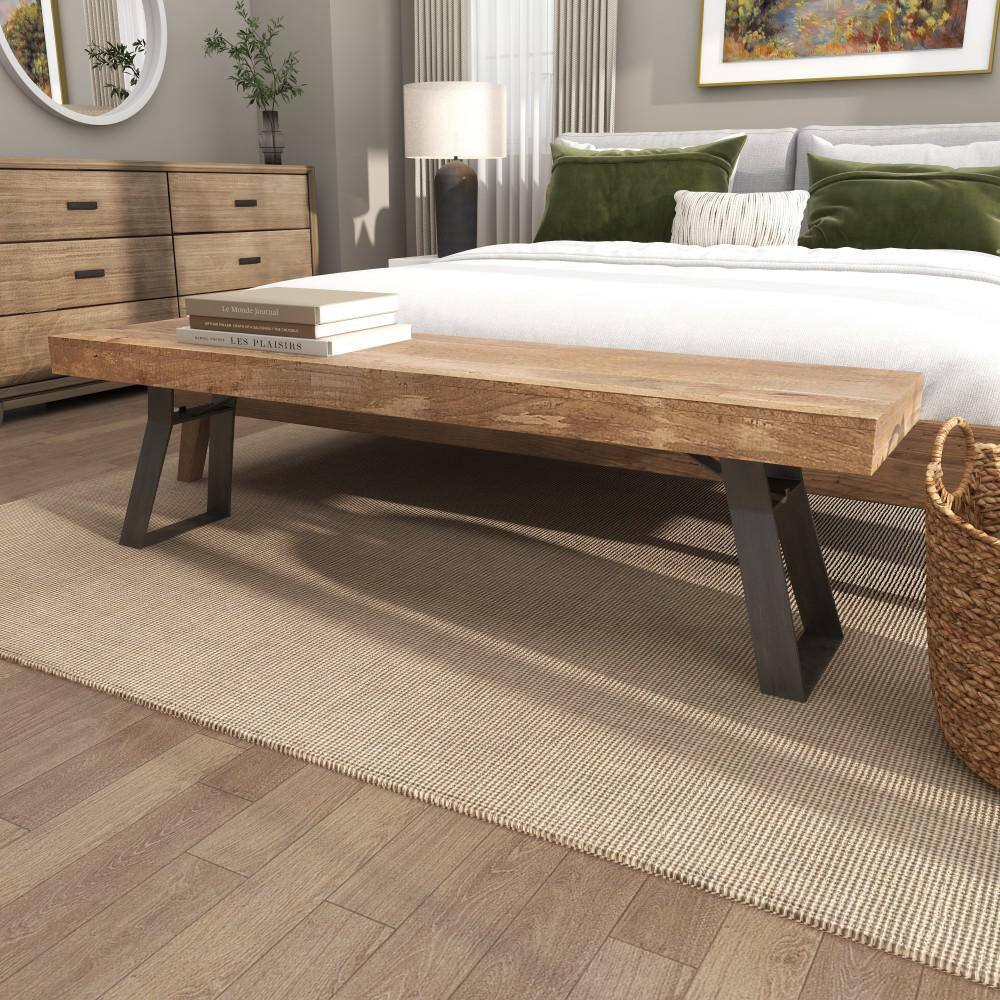 Litton Lane Light Brown Bench 18 in. X 63 in. X 16 in.