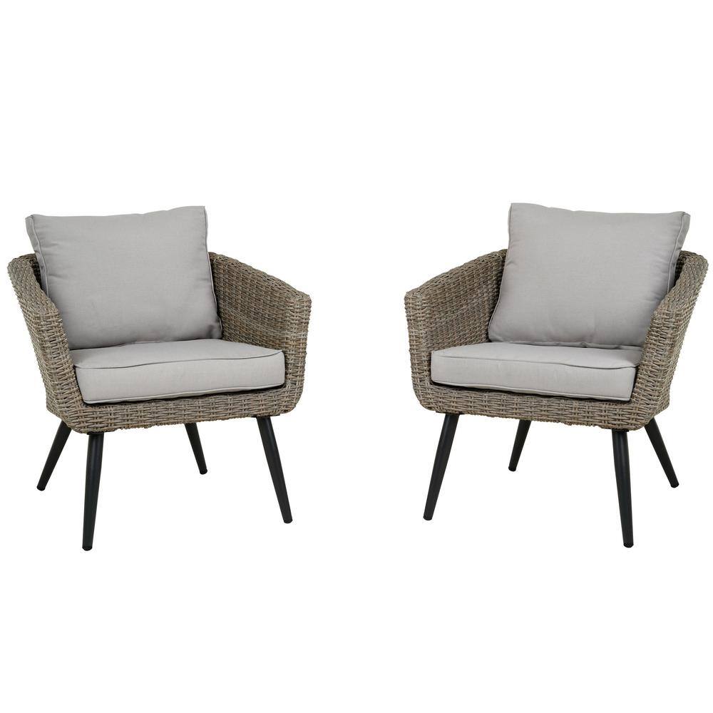 SUNRINX 3-Piece Wicker Bistro Set with Beige Cushions