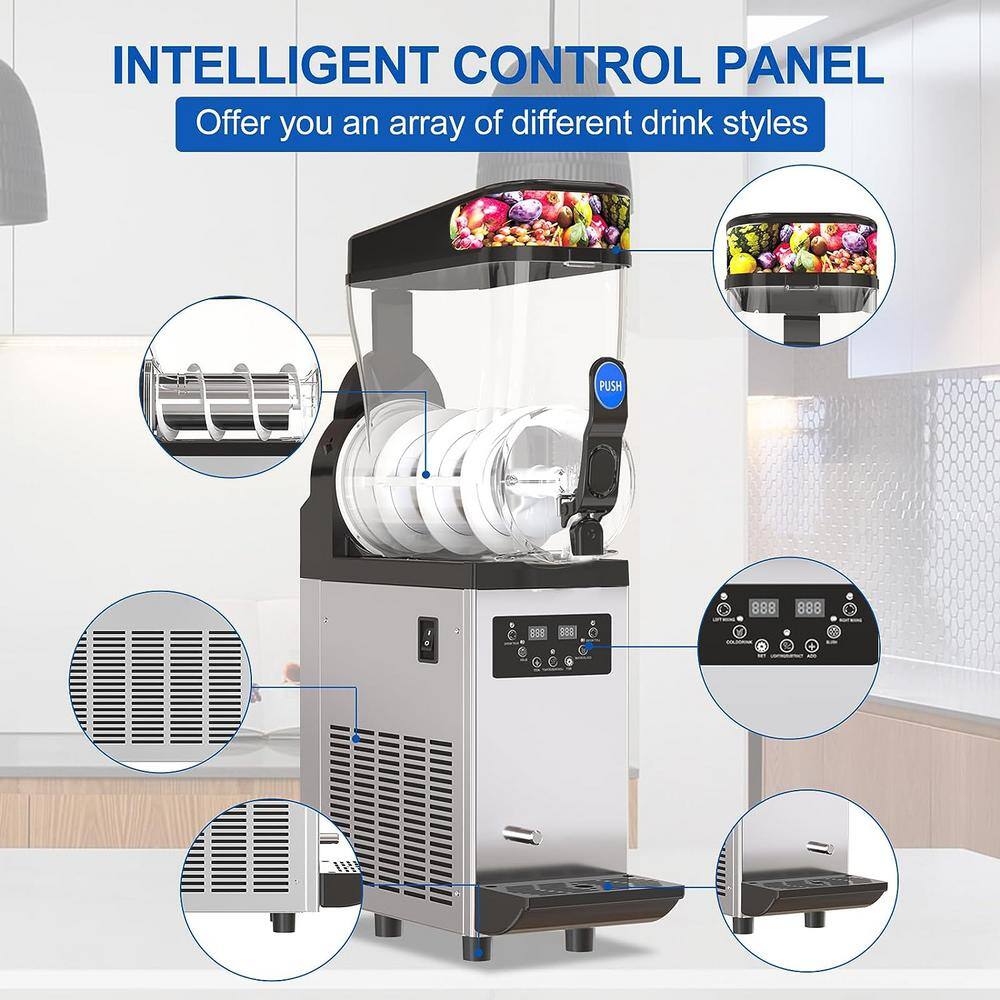 Phivve 422 oz. Sliver Snow Cone Machine with 12L 550 Watt Stainless Steel Commercial Slushy Machine