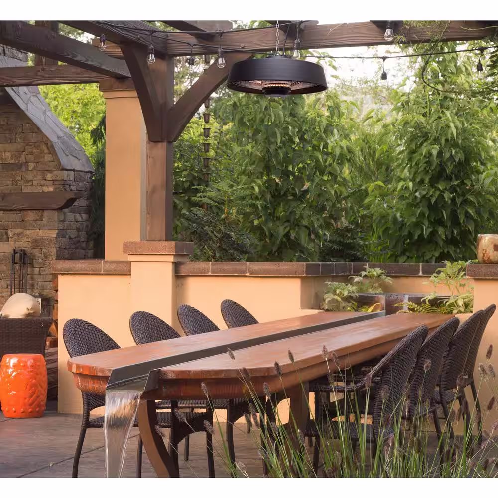 Hanover 1500W 20 in. Infrared Halogen Steel Round Electric Hanging Heat Lamp with Remote Control, Powerful Heating 52 Sq. Ft.