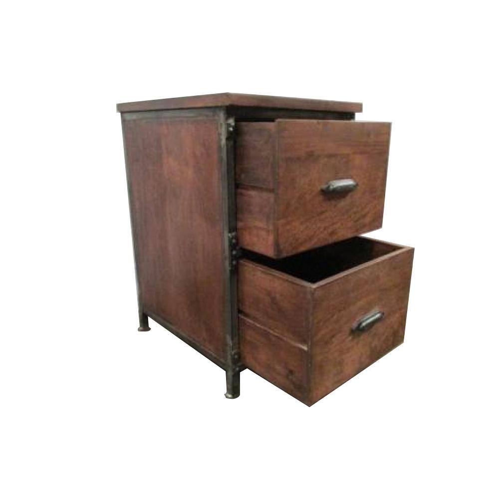 None Rustic 2-Drawer Brown Filing Cabinet