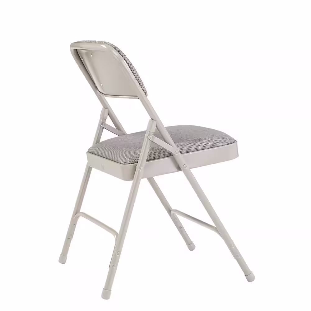 National Public Seating Grey Fabric Padded Seat Stackable Folding Chair (Set of 4)