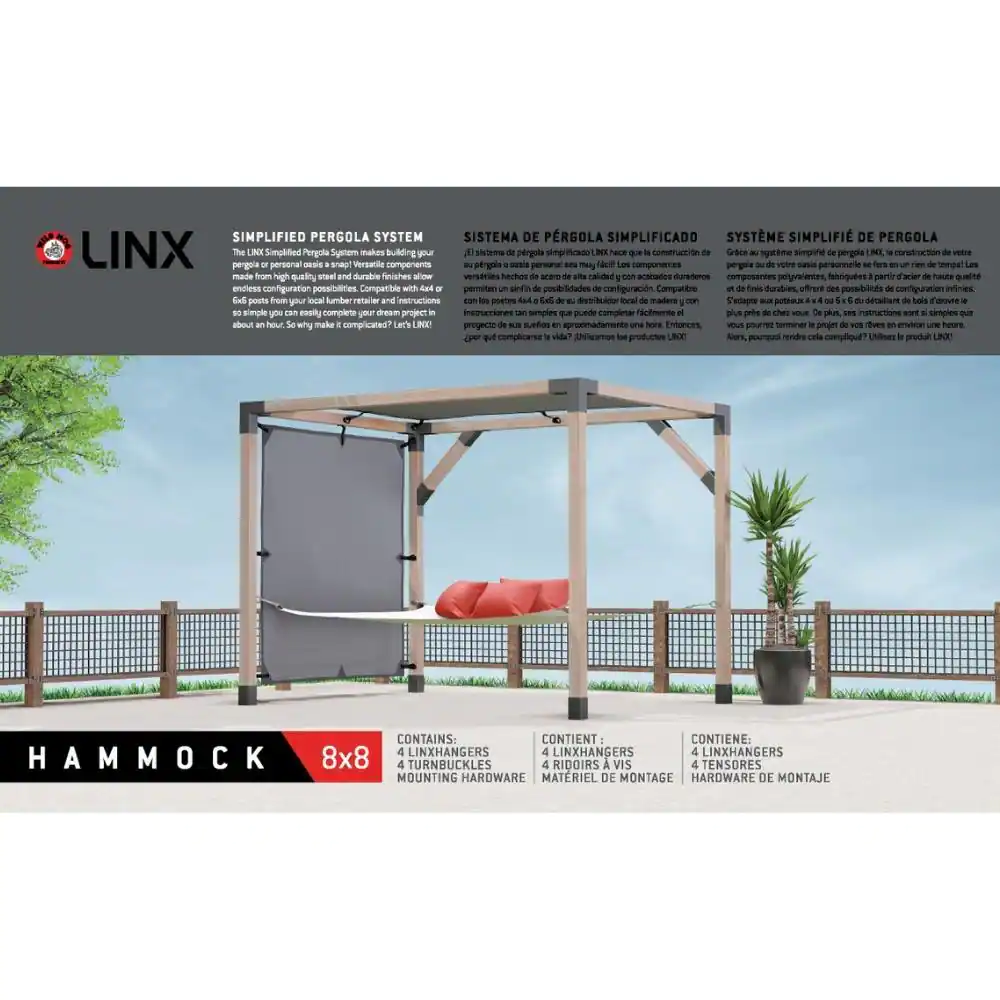 None Linx 8 ft. x 8 ft. White Dacron Fabric Universal Hammock Kit Pergola for Wood Posts