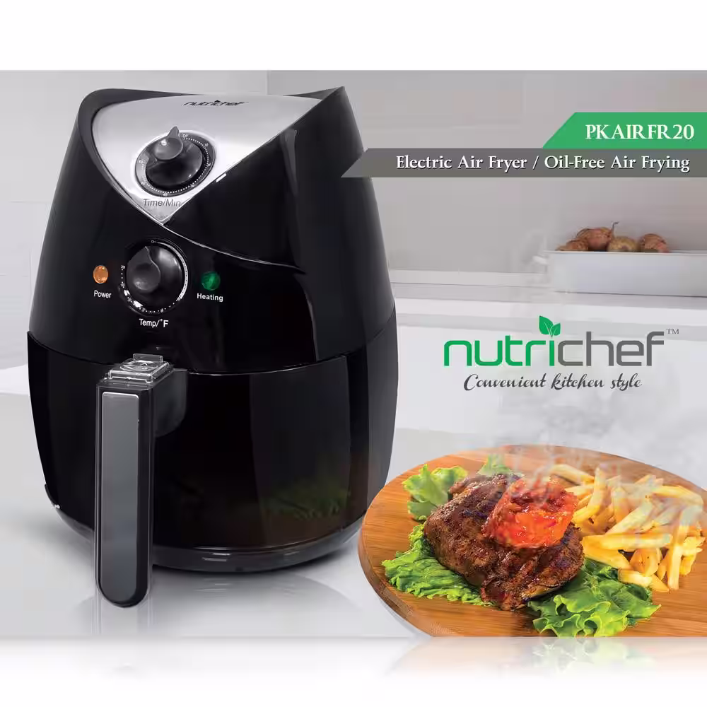 NutriChef 4 Qt. Stainless Steel Air Fryer with Digital Display