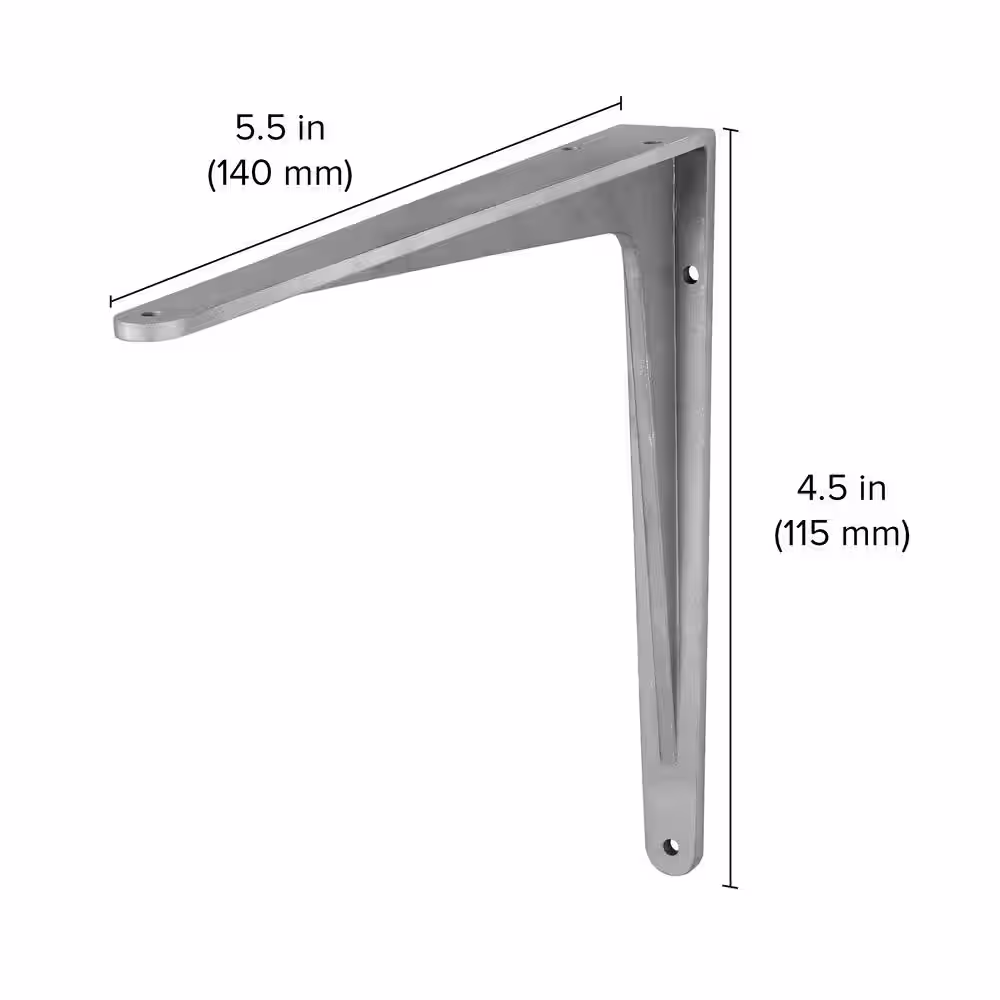 Dolle HERKALES 5.5 in Silver Aluminum Shelf Bracket Set of 2