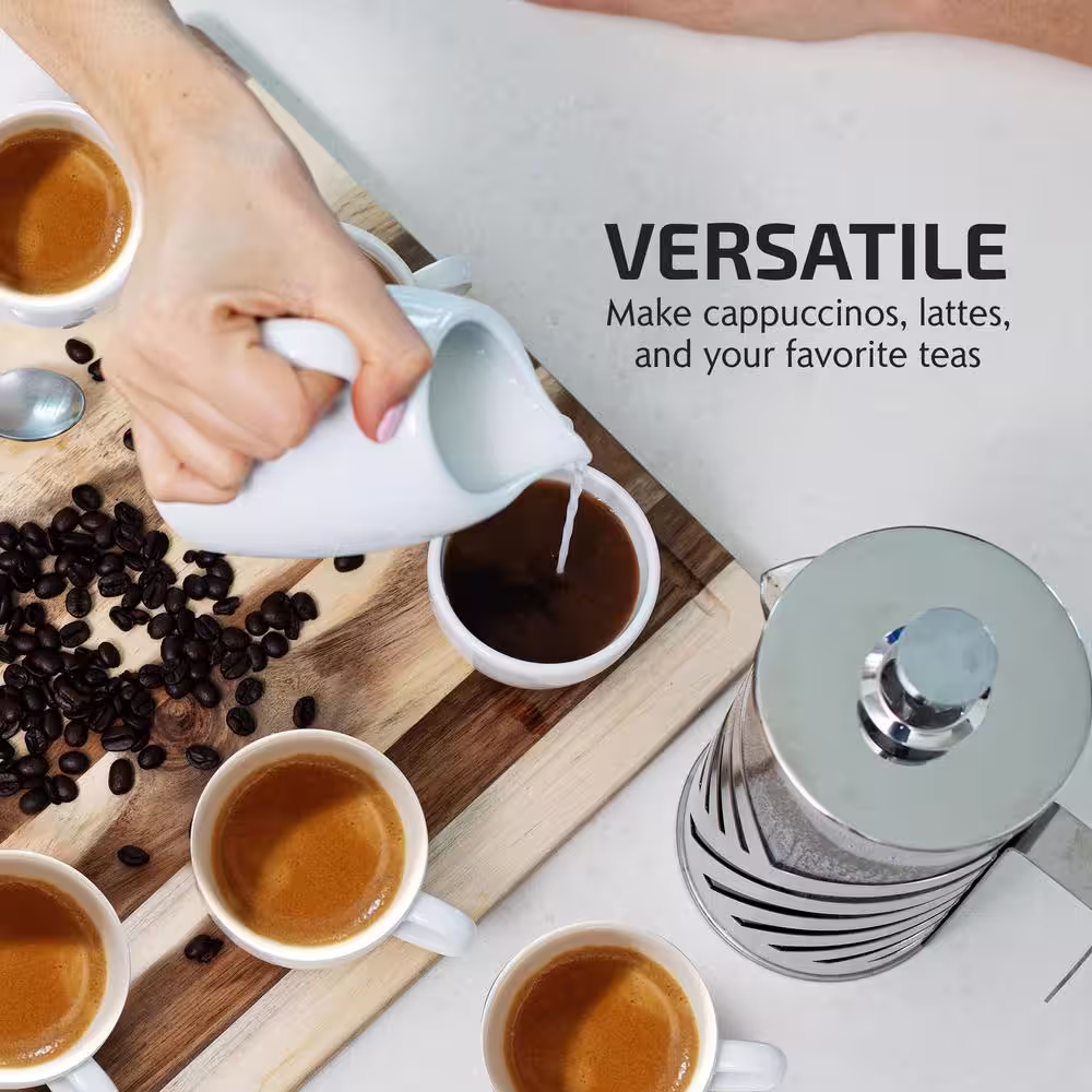 OVENTE 6-Cup Nickel Brushed French Press Cafetire Coffee and Tea Maker with High-Grade Stainless Steel, Free Measuring Scoop