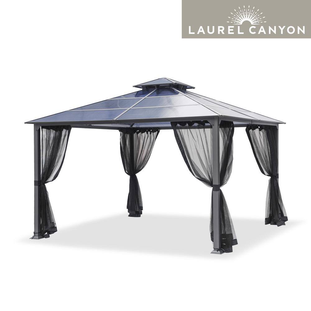 LAUREL CANYON 12 ft. x 12 ft. Polycarbonate Gazebo with Mosquito Netting (2-Tier)