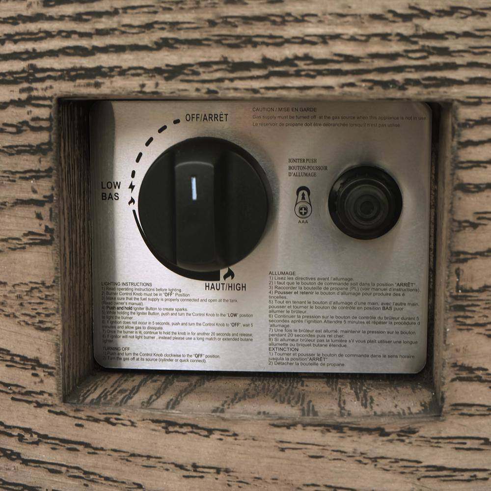 Noble House Midway Brown Wood Pattern Metal Circular Stone Fire Pit (No Tank Holder)