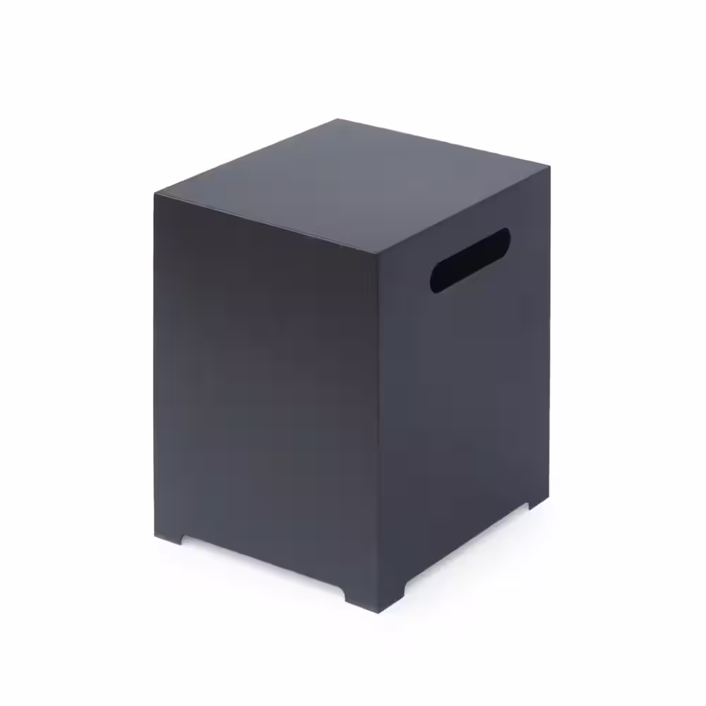 Noble House Wellington 15.25 in. x 19.75 in. Round Concrete Propane Fire Pit in Dark Grey with Tank Holder