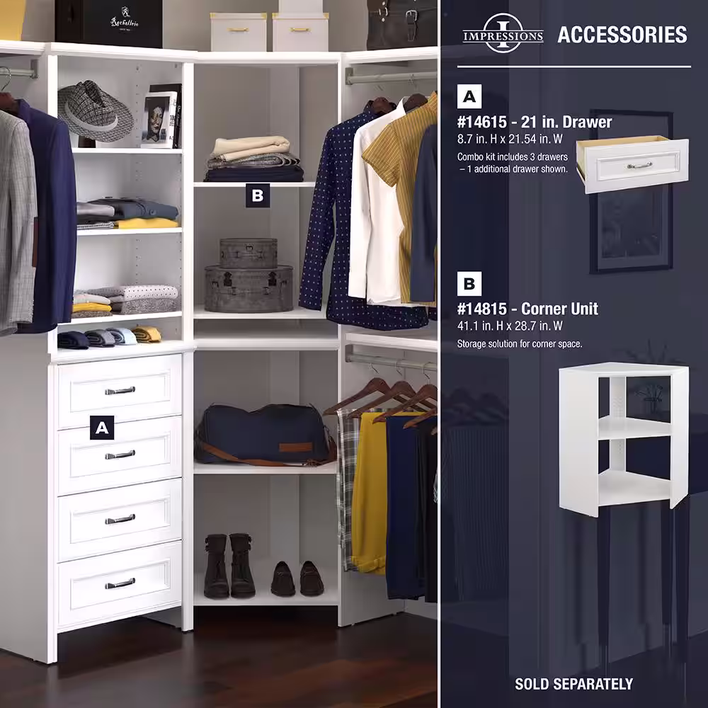 ClosetMaid Impressions Basic Plus 60 in. W - 120 in. W White Wood Closet System