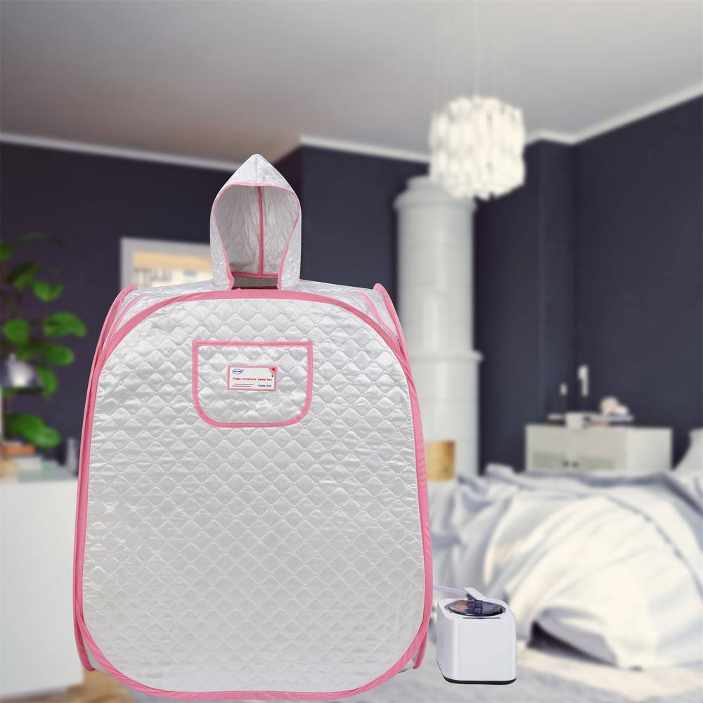 None 1-Person Foldable Half Body Steam Sauna Spa Tent with Steam Pot, Chair and Remote Control in Gray