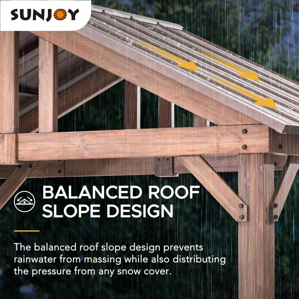 Sunjoy Hudson 9 ft. x 6 ft. Cedar Wood Hardtop Grill Gazebo