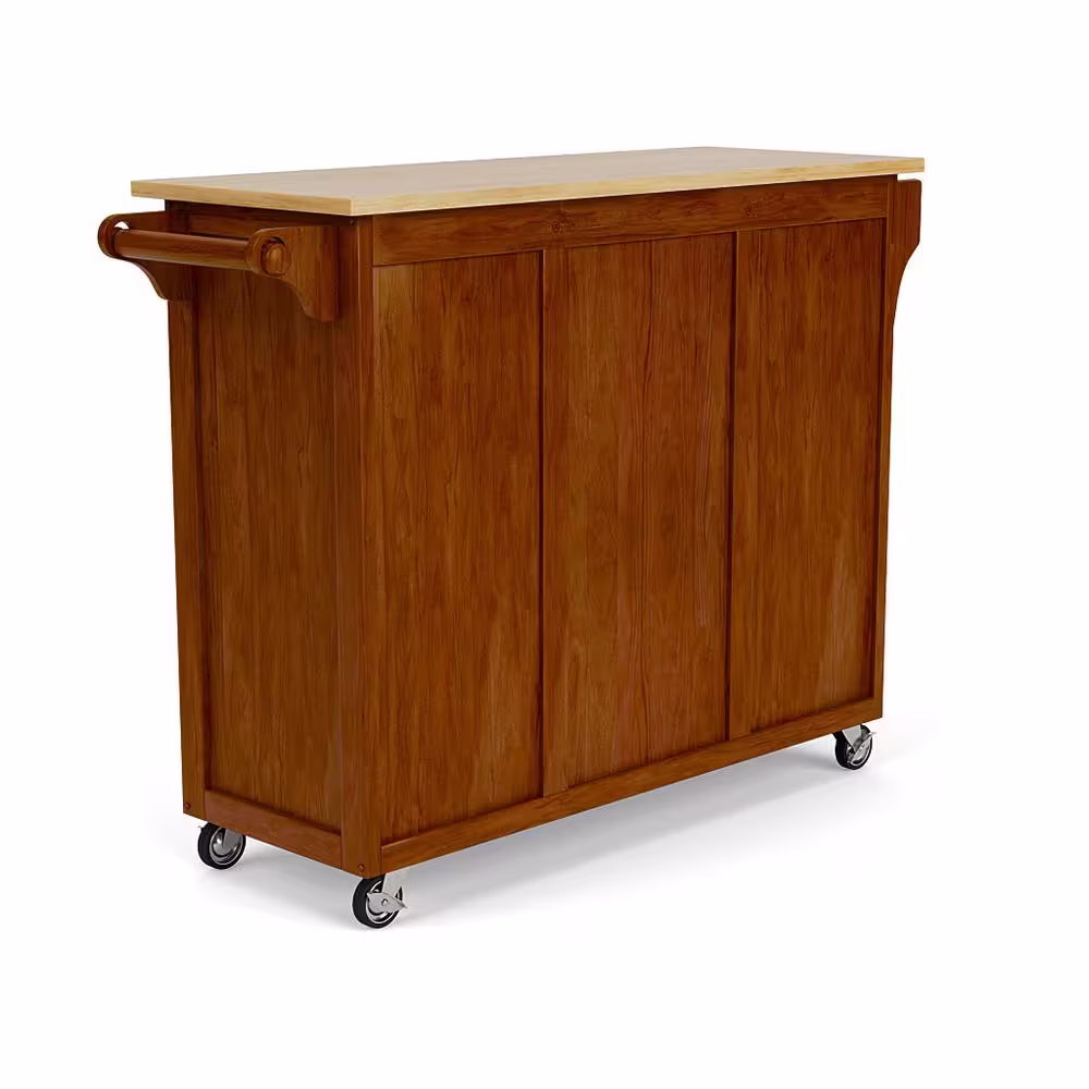 HOMESTYLES Create-a-Cart Cherry Kitchen Cart With Natural Wood Top