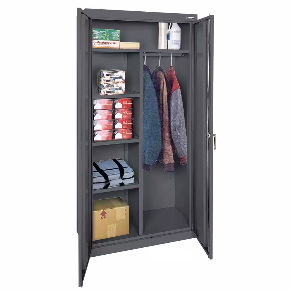 Sandusky Classic Series Steel Combination Cabinet with Adjustable Shelves in Charcoal (72 in. H x 36 in. W x 18 in. D)