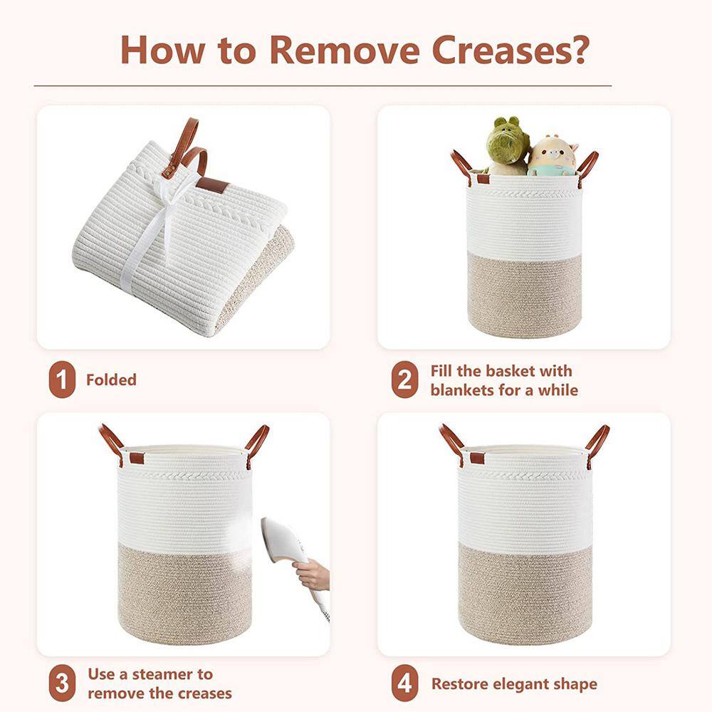 None 72 l Cotton Laundry Basket Hamper Brown