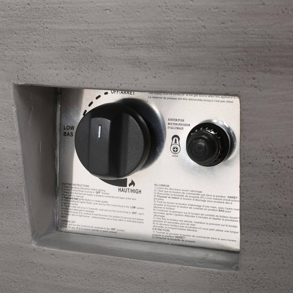 Noble House Warren Dark Gray and Black Rectangular Stone Fire Pit (No Tank Holder)