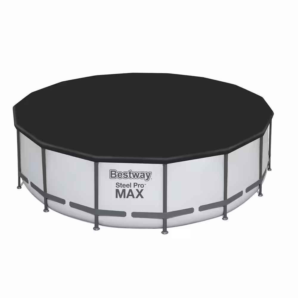 Bestway Pro MAX 16 ft. x 16 ft. Round 48 in. Metal Frame Above Ground Swimming Pool with Pump & Cover