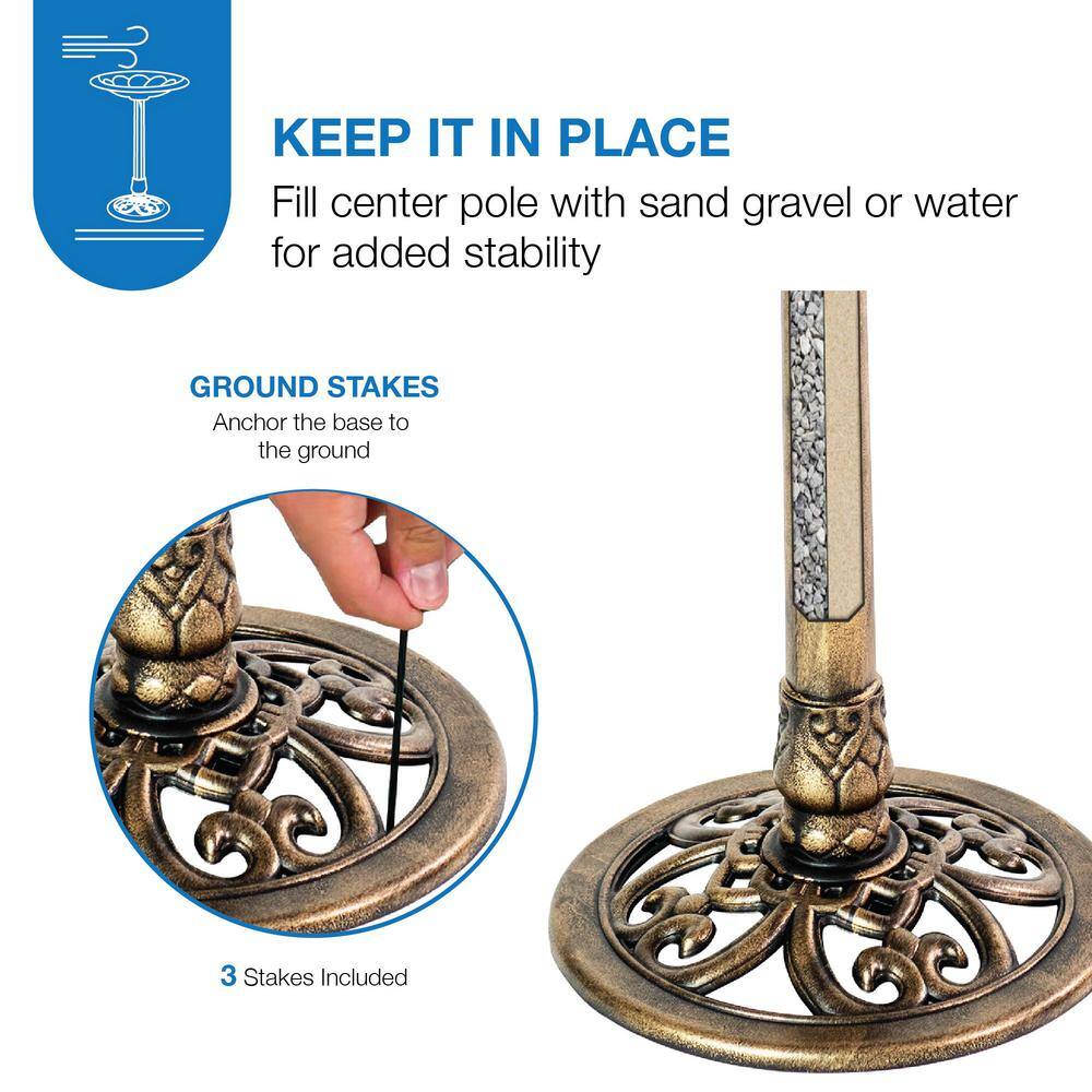 Patio Premier Brushed Bronze Birdbath with Planter