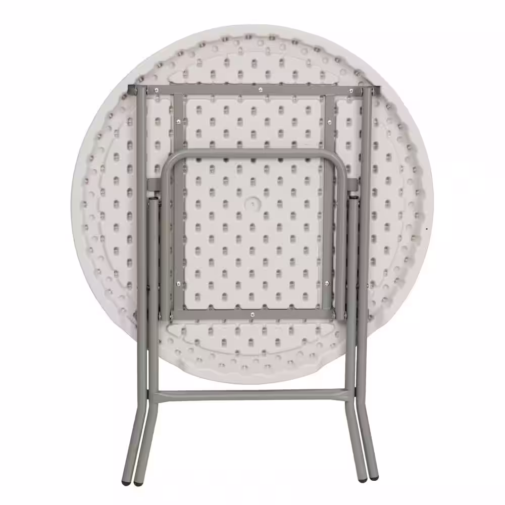 None 31.5 in. Granite White Plastic Tabletop Metal Frame Folding Table