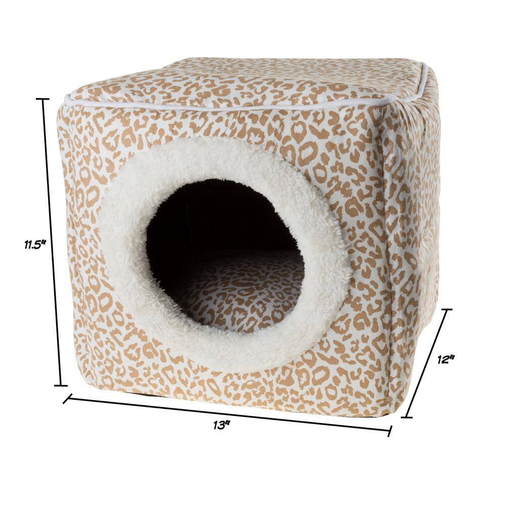 Petmaker Small Tan/White Animal Print Cozy Cave Pet Cube