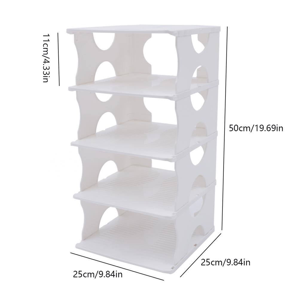 None 19.69 in. H 8-Pair 4-Tire Plastic White Shoe Rack