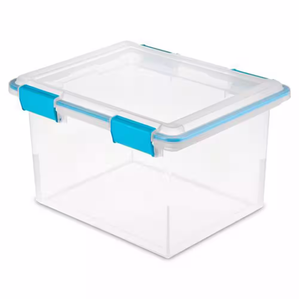Sterilite 19334304 32 Quart Gasket Box with Clear Base and Lid (4 Pack)