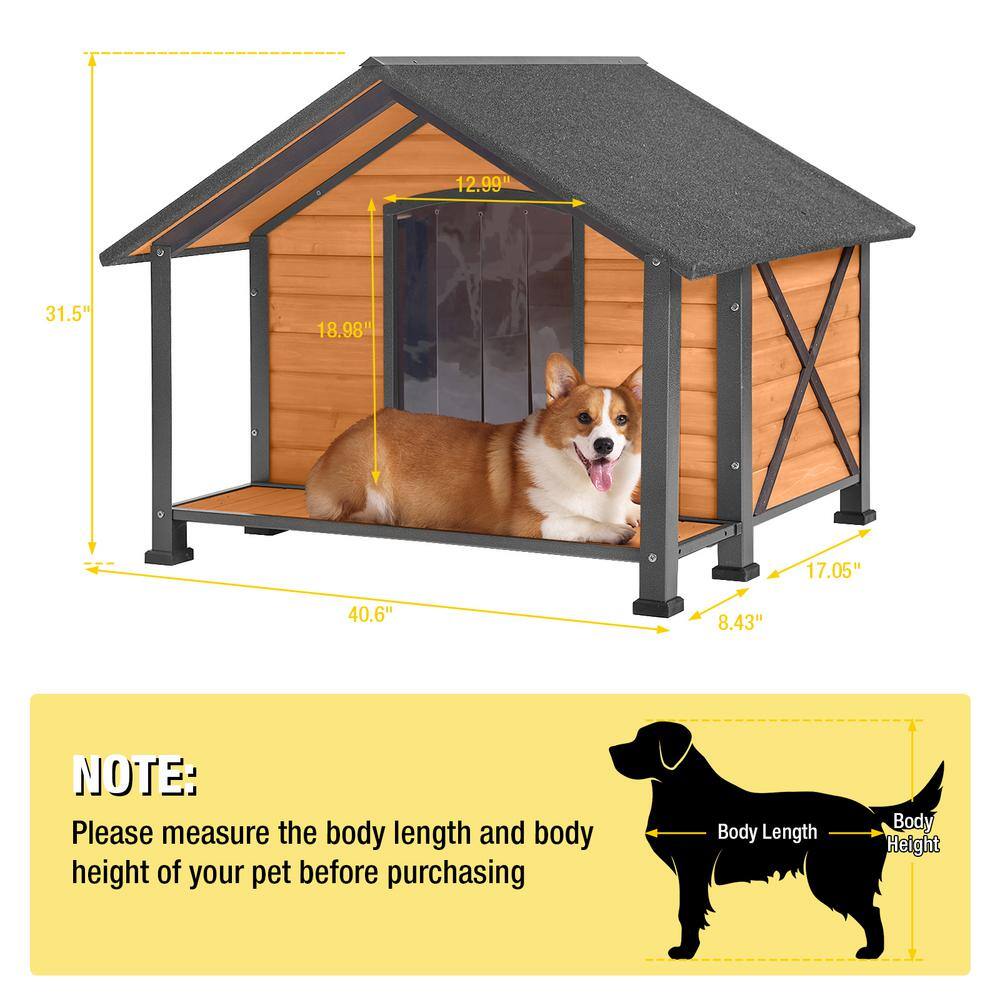 None Large Waterproof Dog House with Anti-Chewing Metal Frame