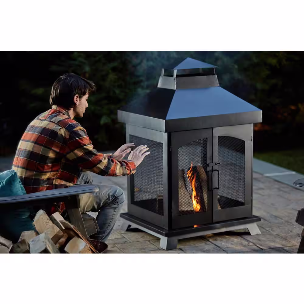Endless Summer 43 in. Black All Steel Wood Burning Fireplace