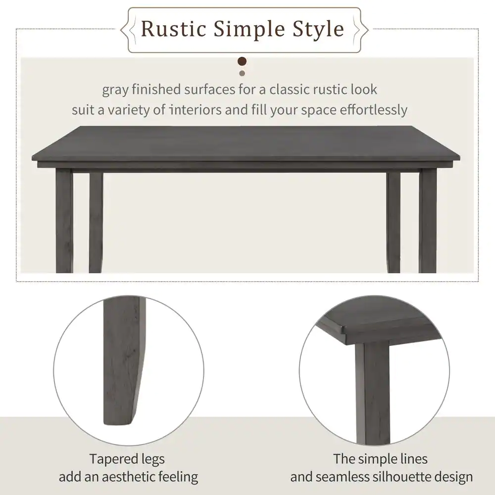 Harper & Bright Designs 6-Piece Gray Rustic Wood Dining Set with Bench