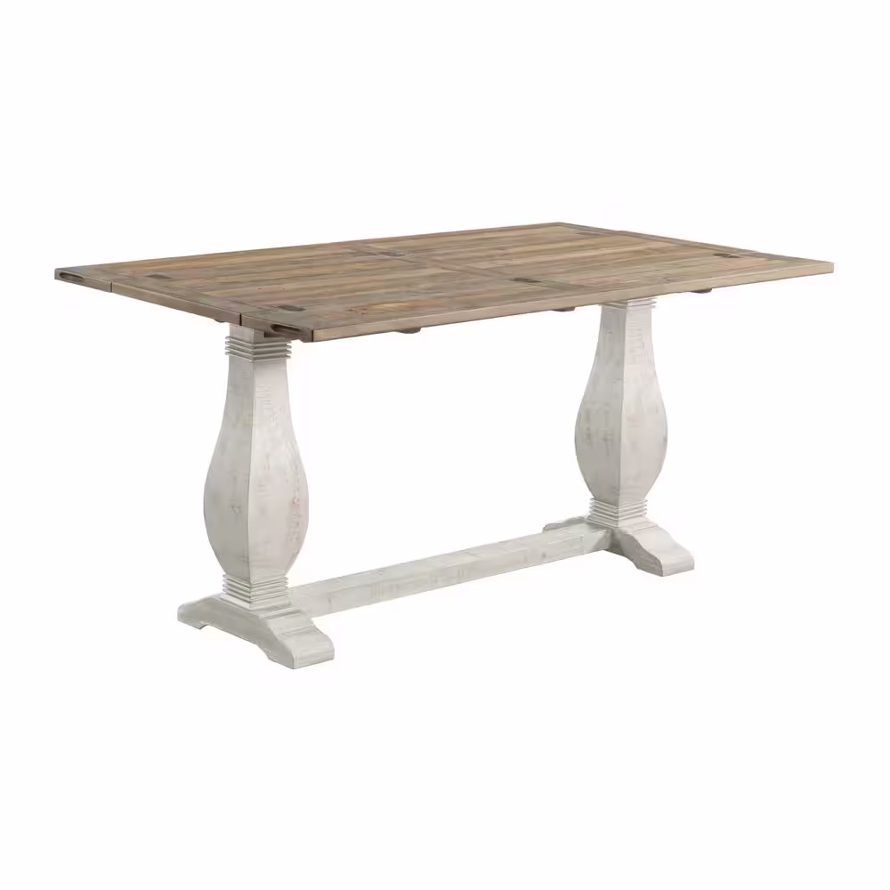 Martin Svensson Home Napa 60 in. White Stain/Reclaimed Natural Standard Rectangle Wood Console Table with Pedestal