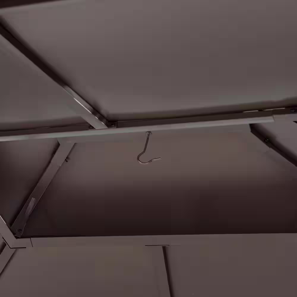 Sunjoy Atasha 10 ft. x 12 ft. Brown Steel Gazebo with 2-Tier Hip Roof Hardtop with Mosquito Netting