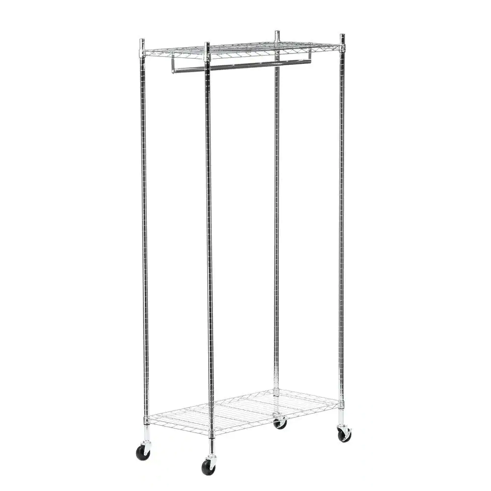 Honey-Can-Do Chrome Steel Clothes Rack 35.83 in. W x 76.77 in. H