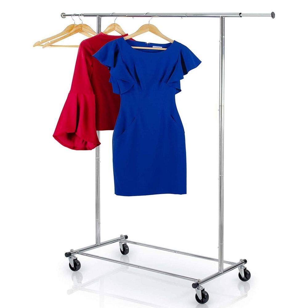None Chrome Steel Adjustable Garment Clothes Rack 45 in. W x 62 in. H