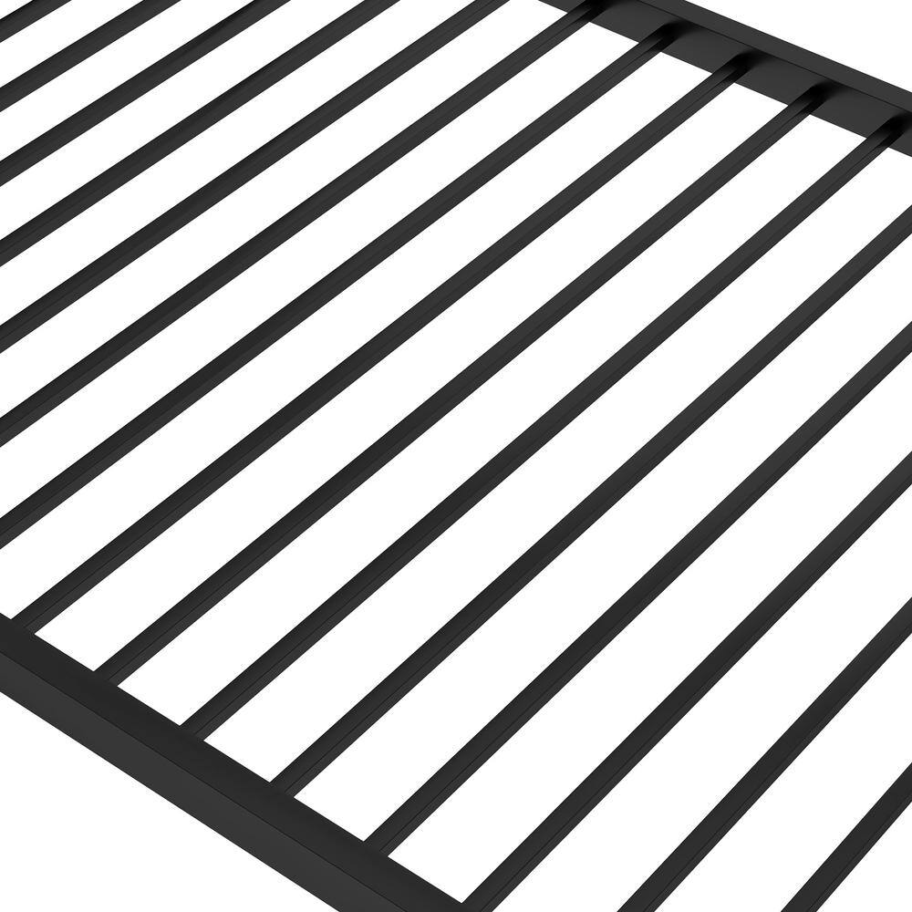 Harper & Bright Designs Black Twin Over Twin Metal Low Bunk Bed with Ladder