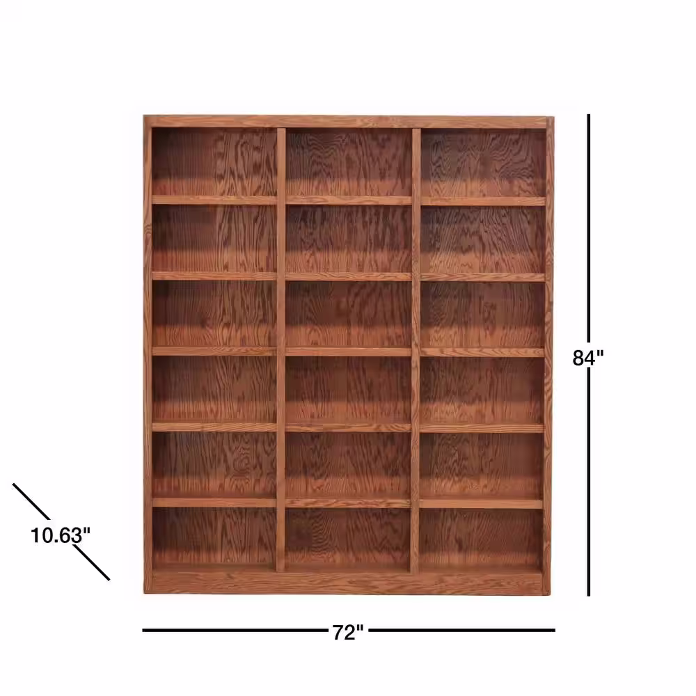 Concepts In Wood 84 in. Dry Oak Wood 18-shelf Standard Bookcase with Adjustable Shelves