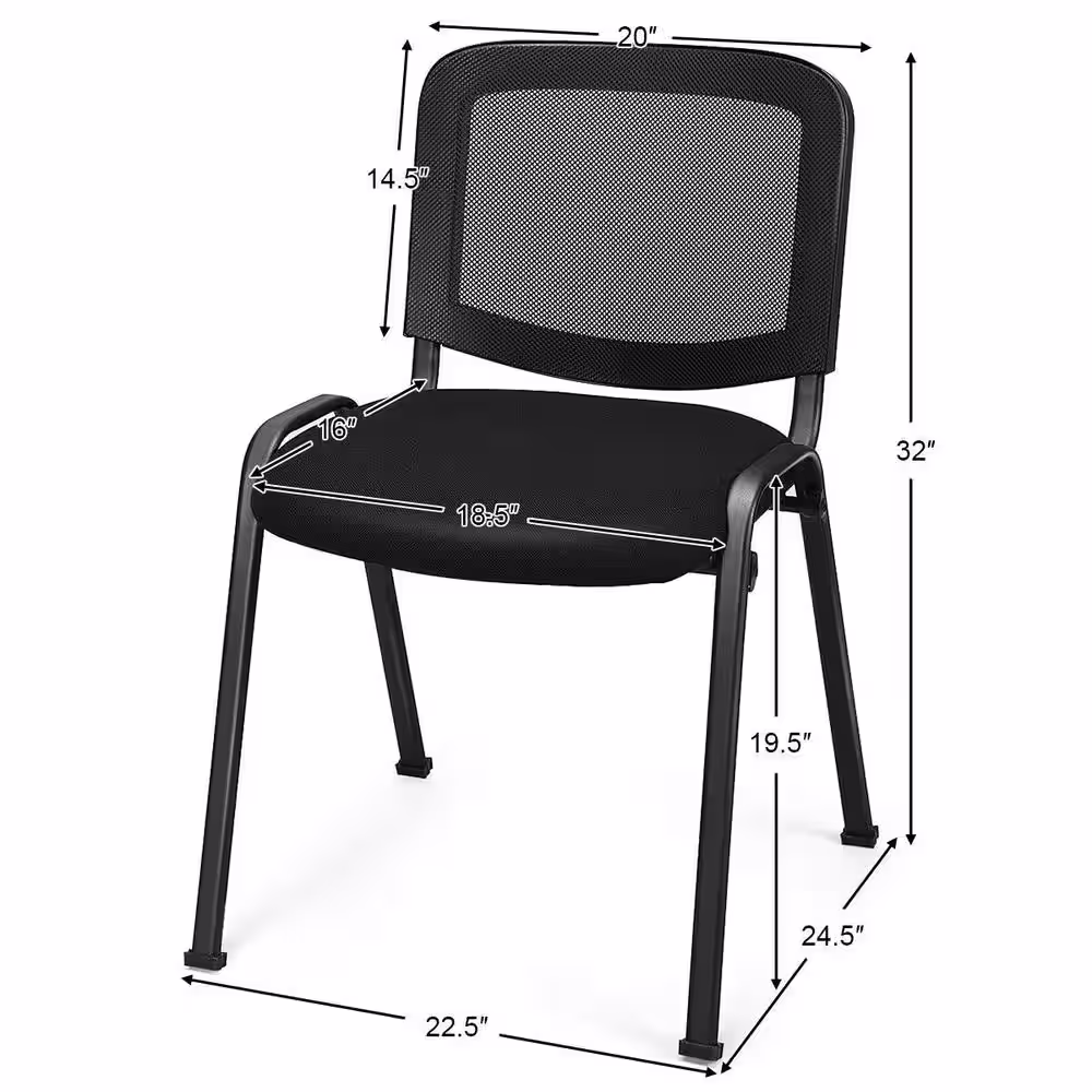 Boyel Living Conference Chairs Black Office Waiting Room Guest Reception Chairs with Mesh Back (Set of 5)