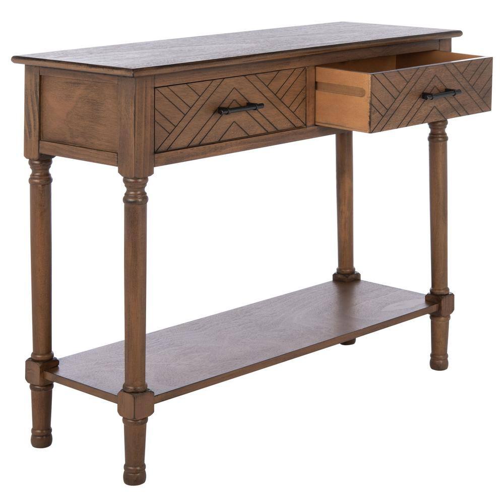 SAFAVIEH Peyton 2-Drawer Brown Wood Console Table
