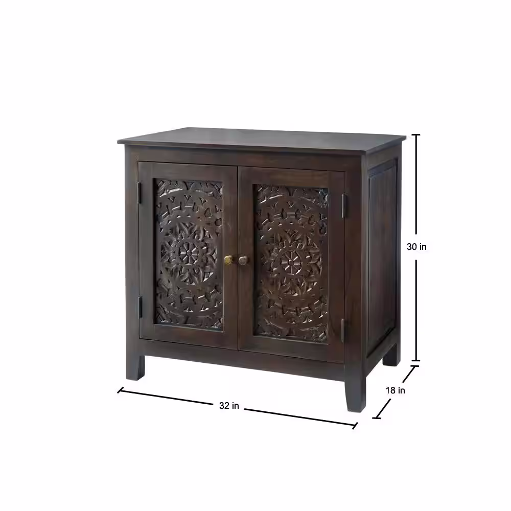 Home Decorators Collection Katya Dark Coffee Brown Hand Carved Wood Nightstand (32 in W. X 30 in H.)