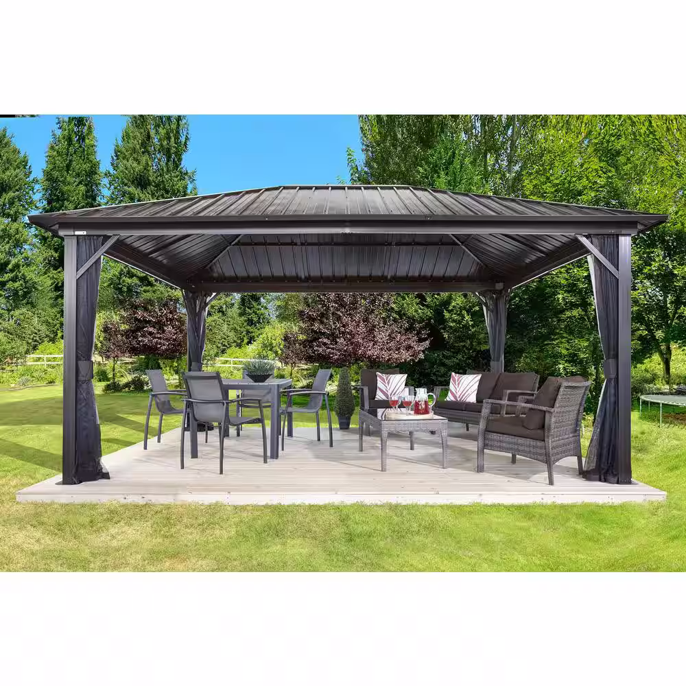 Sojag Genova 12 ft. x 16 ft. Dark Brown Rustproof Aluminum Framed Gazebo