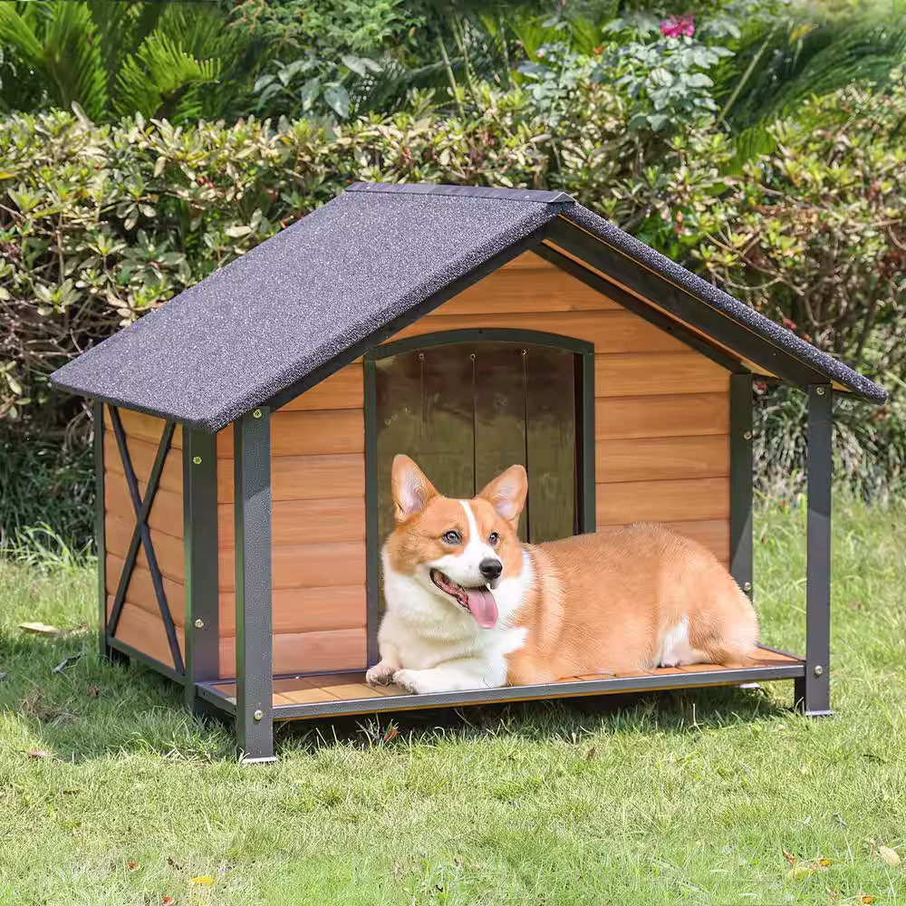 None Large Waterproof Dog House with Anti-Chewing Metal Frame