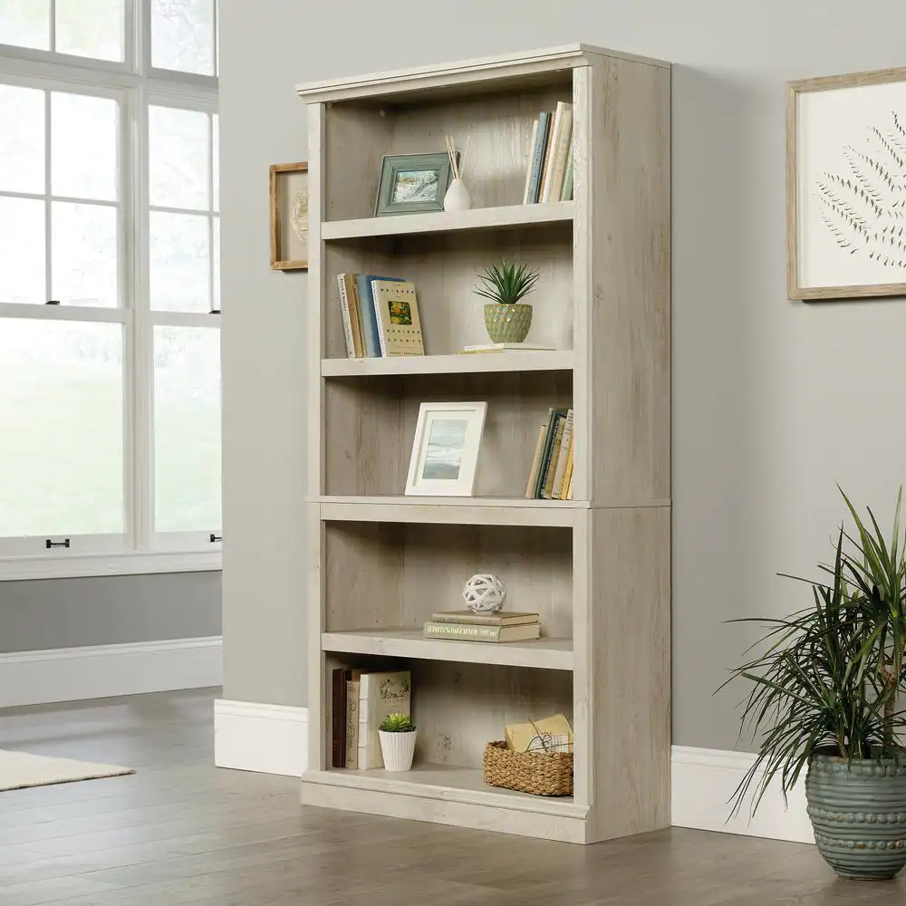 SAUDER 69.76 in. Chestnut Wood 5-shelf Standard Bookcase with Adjustable Shelves