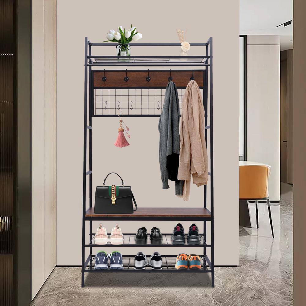 None Brown Metal Clothes Rack 37 in. L x 17 in. W x 72 in. H