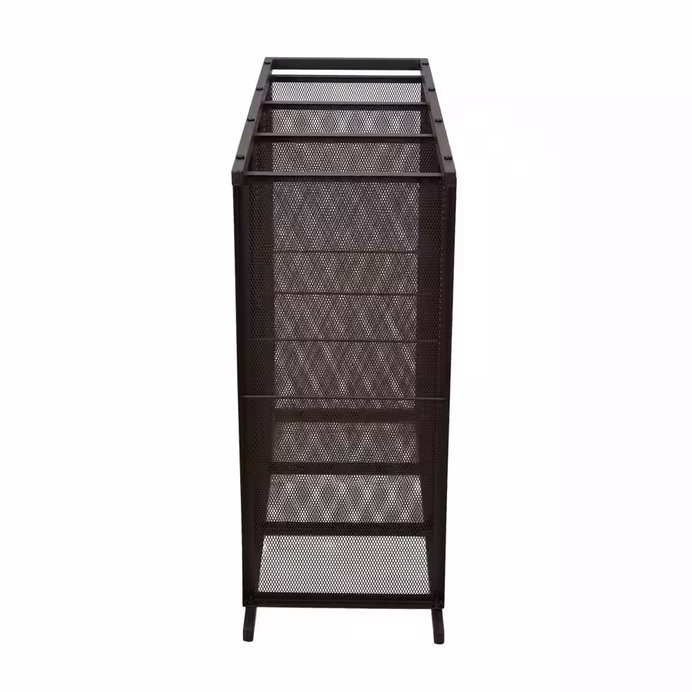 HOUSEHOLD ESSENTIALS 26.7 H 12-Pair 4-Tier Brown Metal Shoe Rack