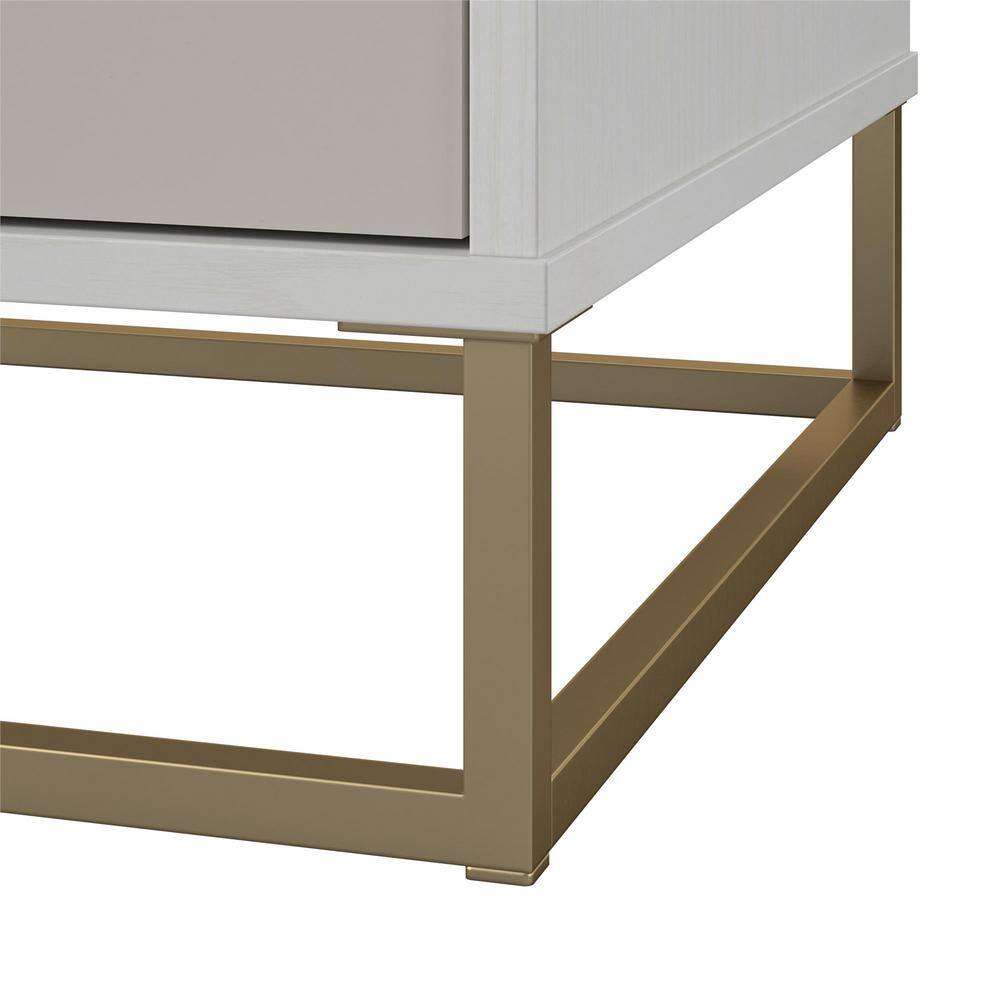 Novogratz Kelly Dresser 5-Wood Drawer, White/Taupe (47 in. H x 27 in. W x 20 in. D)