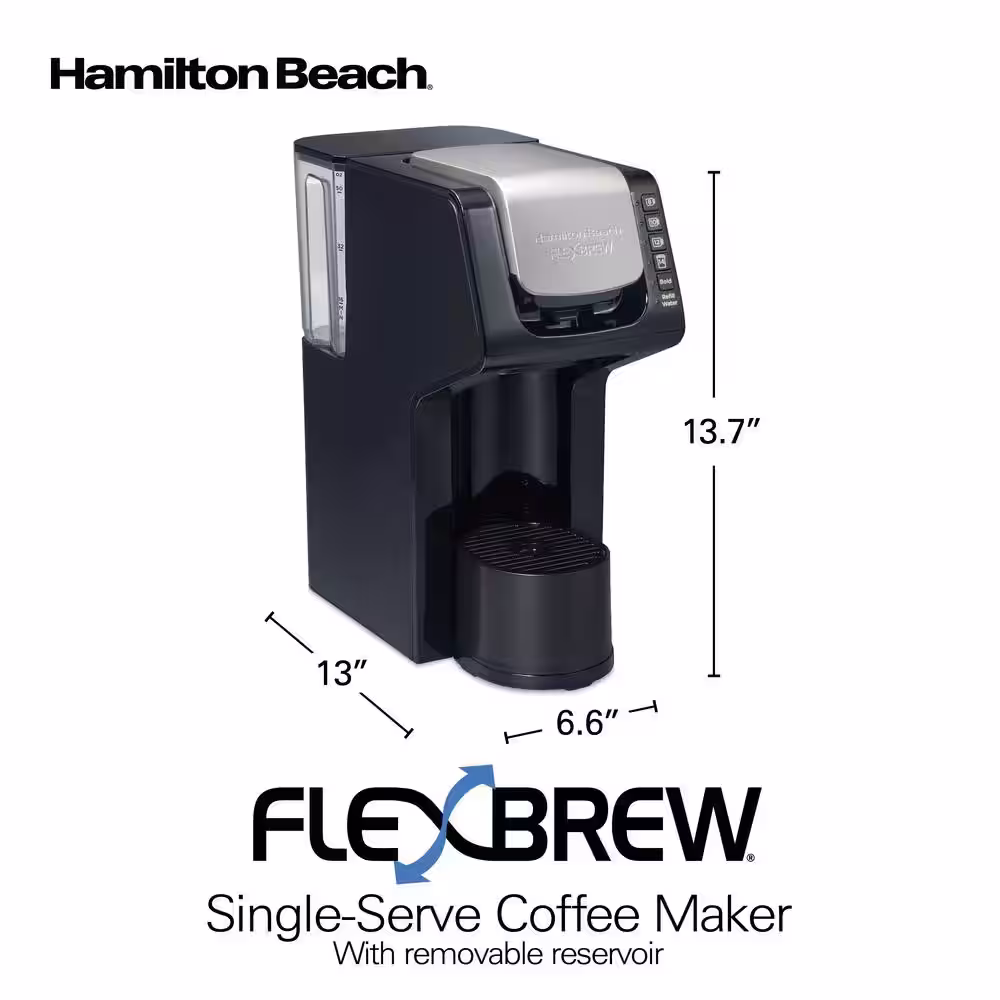 Hamilton Beach FlexBrew 1 Cup Black Drip Coffee Maker with Removable Reservoir