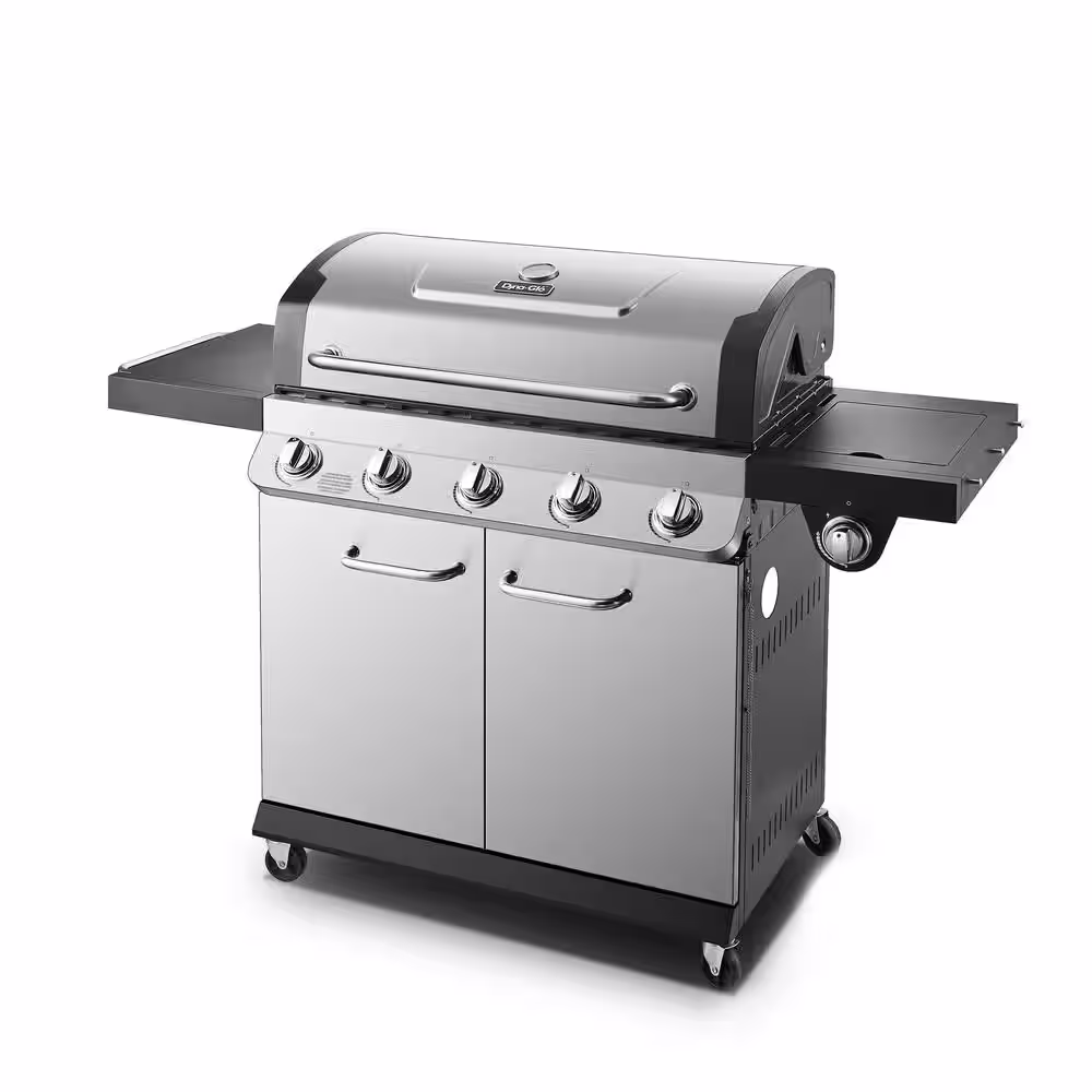 Dyna-Glo Premier 5-Burner Propane Gas Grill in Stainless Steel with Side Burner