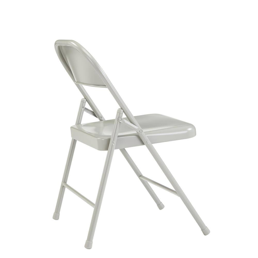 National Public Seating Grey Metal Stackable Folding Chair (Set of 4)
