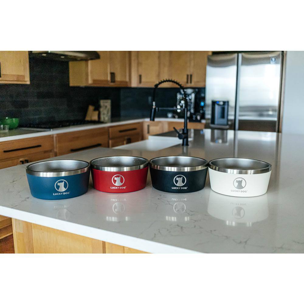 Lucky Dog Indulge 100 oz. 12.5 Cup Double Wall Stainless Steel Dog Bowl, Non Slip, Lifetime Warranty in Black